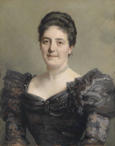 Retrato, de, um, senhora, em, um, pretas, babado, vestido de Carl Probst